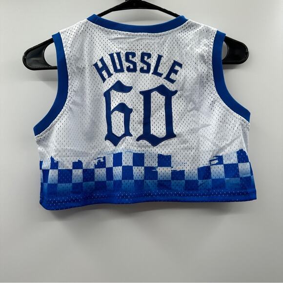 Headgear Classics Nipsey Crenshaw Hussle 60 Blue & White Cropped Jersey Size XS - Picture 2 of 6